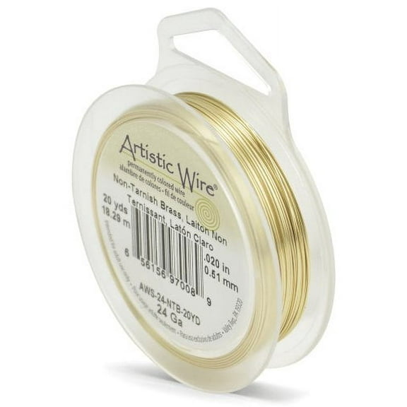 Artistic Wire 24 Gauge Tarnish Resistant Brass Craft Jewelry Wrapping Wire, Gold Color, 20 yd