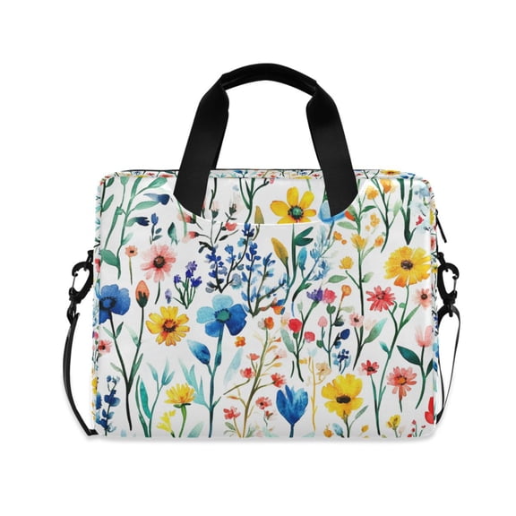 FORMRS 16" Laptop Bag Carrying Sleeve Case with Handle Travel Shoulder Briefcase, Blue Wildflower Pattern