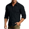 thumbnail image 2 of VgaVtl Black Long Sleeve Shirts for Men Fall Winter Collared Quick Drying Going Out Button Slim Mens Plus Size Shirts, 2 of 9