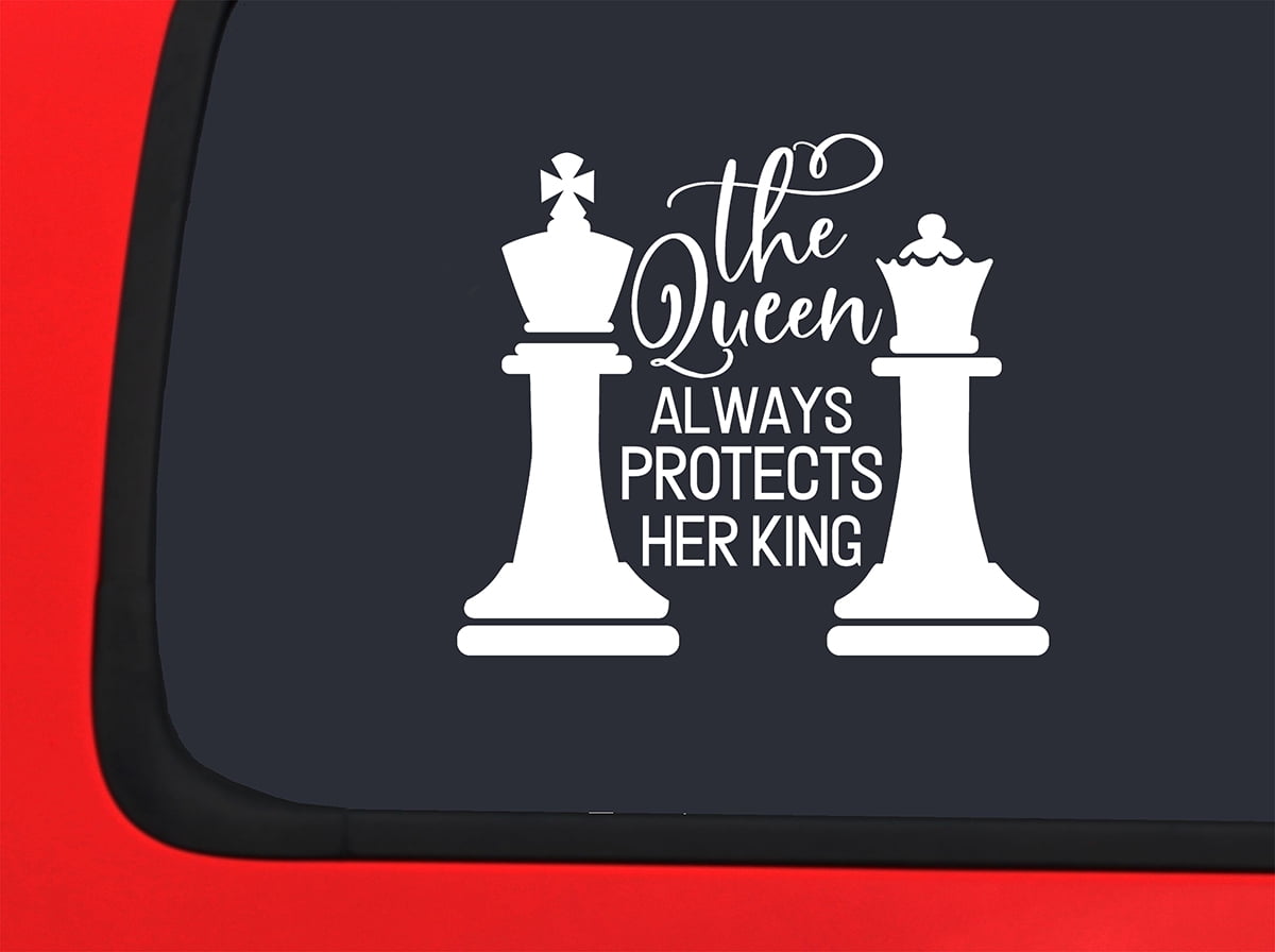 Car Sticker The Queen Always Protects Her King Chess Pieces Match Game
