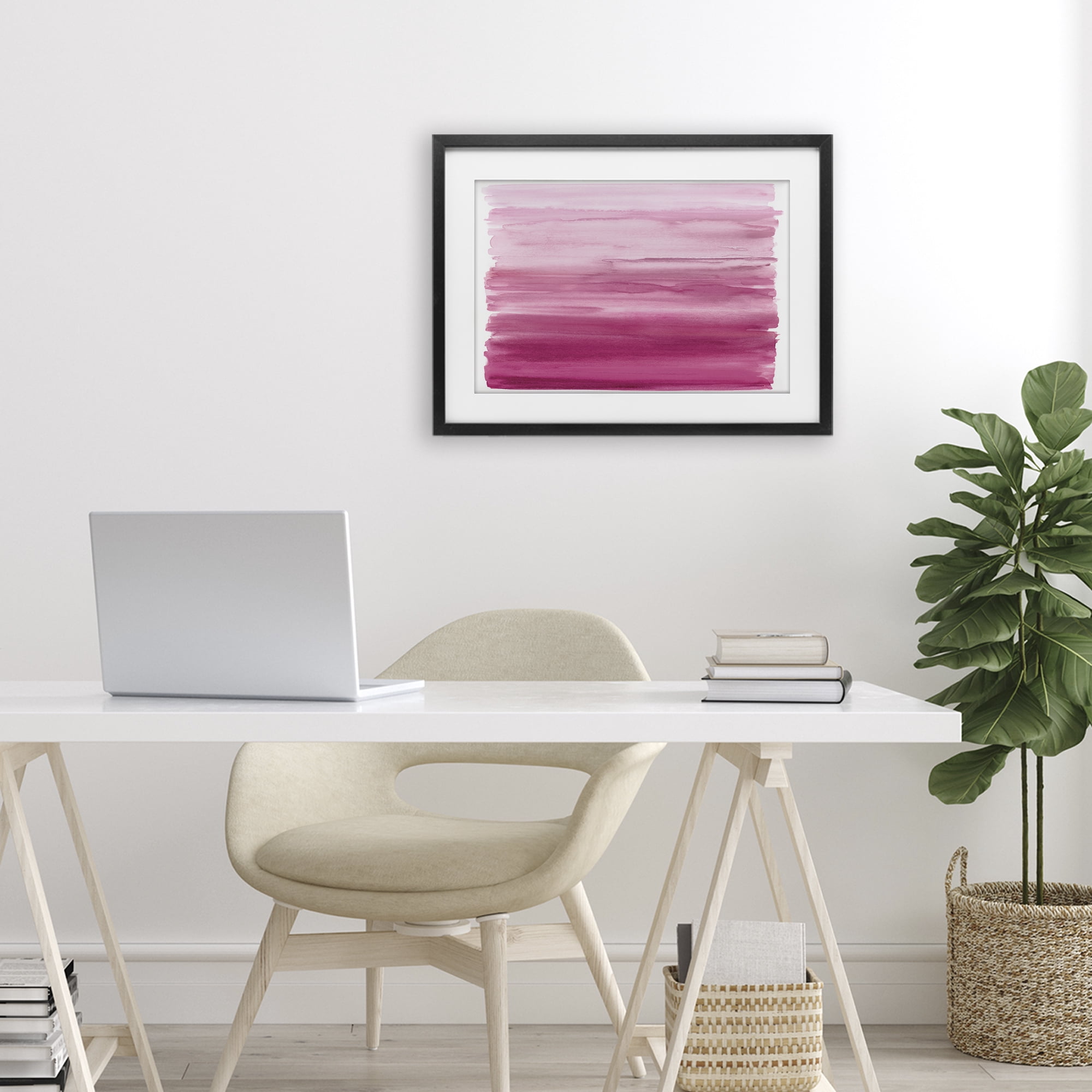 Stupell Industries Ombre Pink Blush Black Framed Print Under Glass, design by Allie Corbin