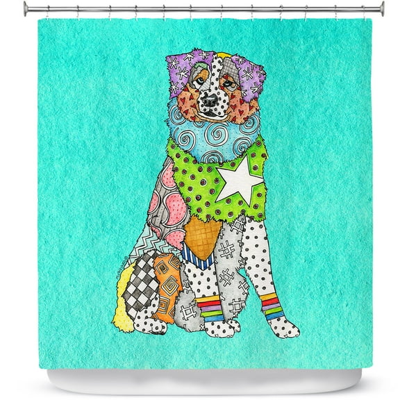 Shower Curtains 70" x 84" from DiaNoche Designs by Marley Ungaro - Australian Shepherd Turquoise