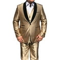 thumbnail image 1 of Alberto Nardoni Mens Sharkskin Vested 1 Button Shawl Tuxedo In Shiny Gold, 1 of 1