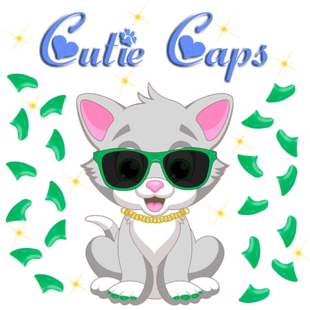 Cutie Caps 40 pack Kitten Apple Green Soft Nail Guard for Cat Paws / Claws