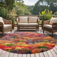 thumbnail image 4 of Round Rugs 7Ft, Red Orange Green Forest Round Area Rug Washable Indoor Throw Carpet, Fall Botanical Tree Maple Leaf Large Non Slip Circle Rug for Dining Room Playroom Home Decor Aesthetic, 4 of 8