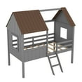 thumbnail image 4 of Harper & Bright Designs Wood House Bed Twin Size Low Loft Bed with Two Side Windows, Guardrail and Ladder for Girls Boys, Gray +Brown, 4 of 10