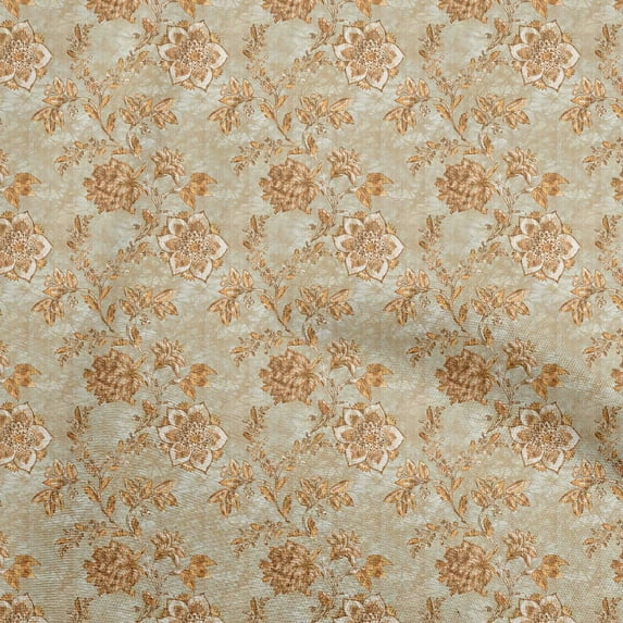 oneOone Cotton Poplin Light Brown Fabric Batik Sewing Material Print Fabric By The Yard 56 Inch Wide