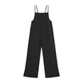 thumbnail image 7 of Miluxas Women's Sleeveless Spaghetti Strap Jumpsuit Casual Wide Leg Split Hem One Piece Outfit with Pockets Black, 7 of 7