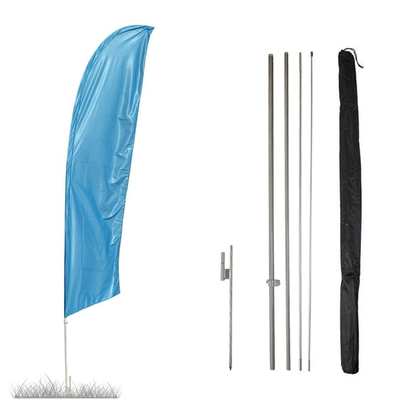 Vispronet - Teal Solid Feather Flag Kit - 13.5ft Knitted Polyester Swooper Flag with Pole Set and Ground Spike - Dyed in The USA
