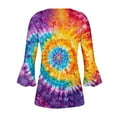 thumbnail image 5 of CYMMPU Blouses for Women Dressy Casual Button V Neck Flare Sleeve 3/4 Sleeve Tunic Tops Summer Trendy Shirts Spring Tops Loose Fit Tie Dye Pleated Dressy T-Shirts XXL, 5 of 5