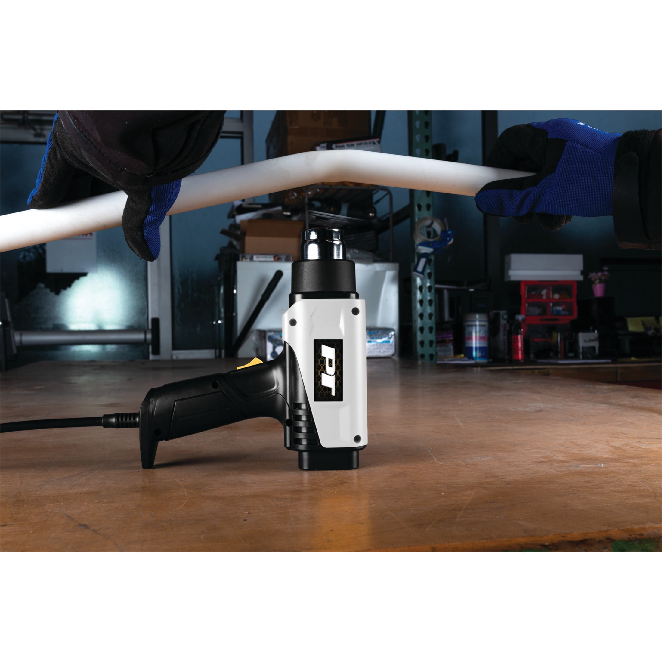 Performance Tool W7734 1800W Compact 2-Speed Heat Gun - Electronic Repair, Heat Shrink, 662/ 1202 Degrees F, Nozzle Adapters, Craft Gun, White/Black