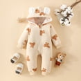 thumbnail image 2 of Viworld Baby Infant Boys Girls Toddler Baby Bear Printed Romper Plush Cute Bear Ears Jumpsuit Winter Thick Keep Warm Outfits Long Sleeve Onesie, 2 of 9