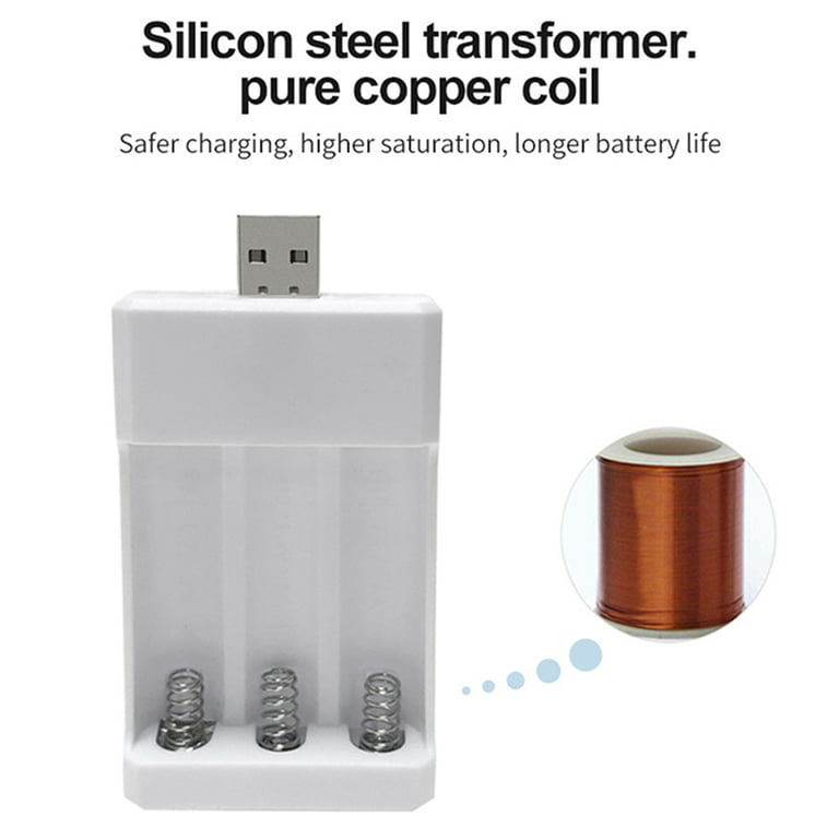 Slots AAA/AA Battery Charger USB Fast Charging Adapter Rechargeable Plug Case - Walmart.com