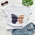thumbnail image 5 of Fshinging 2025 Women'S Clothing Women Flag Printed Cat Paw Independence Day Short Sleeve Sport Casual Vintage T-Shirts, 5 of 5