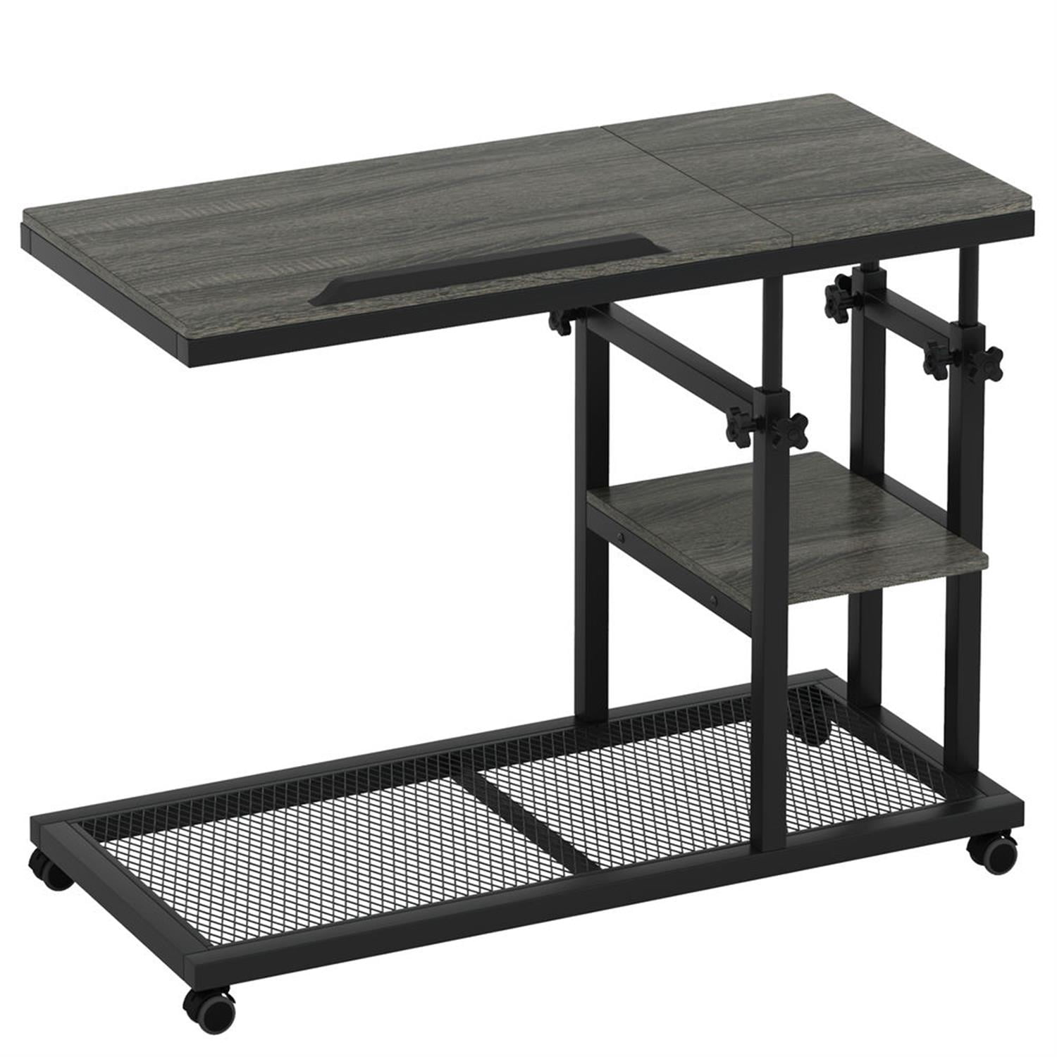 Demi Bonn Modern L Shaped Gaming Desk, 83" Industrial Corner Executive Desk with Mobile File Cabinet for Home Office, Black