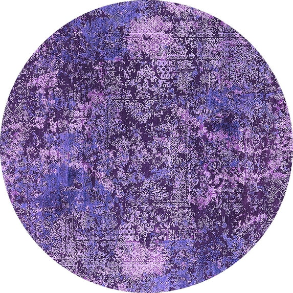 Ahgly Company Indoor Round Oriental Purple Industrial Area Rugs, 6' Round
