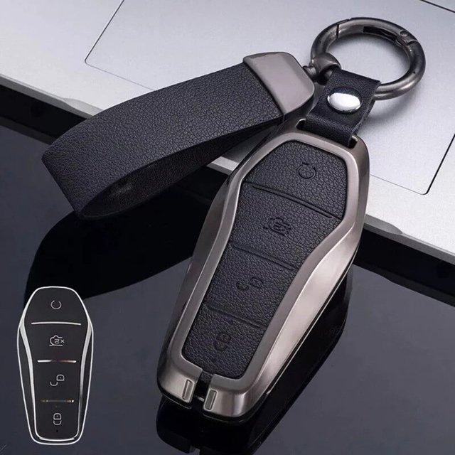 Zinc Alloy Leather Car Key Fob Case Cover Bag For BYD Song Qin Han EV FOR Tang