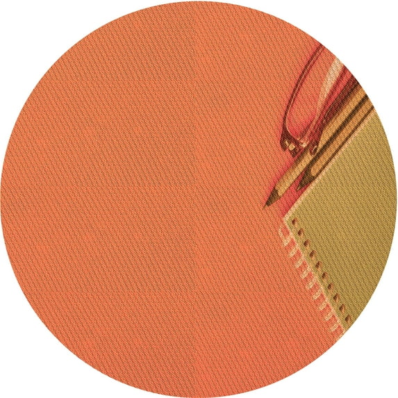 Ahgly Company Indoor Round Patterned Neon Orange Area Rugs, 5' Round