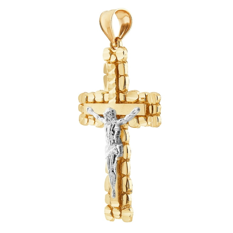 Brilliance Fine Jewelry 10K Yellow Gold with Rhodium Crucifix
