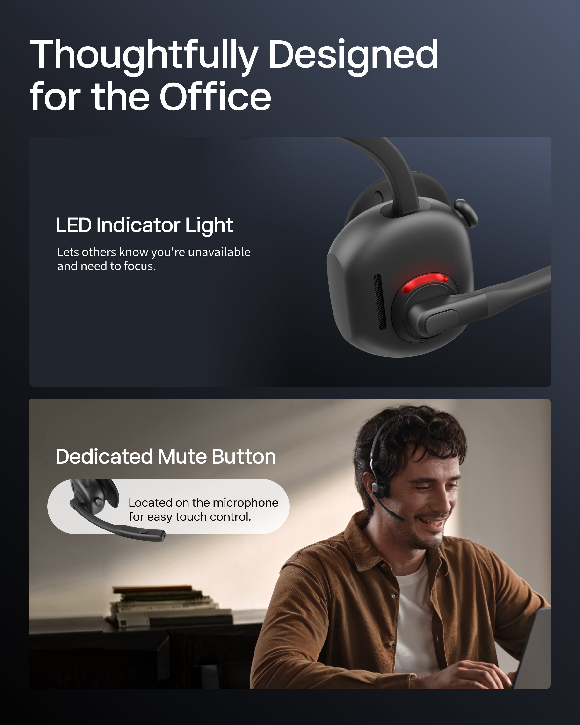 New Shokz OpenMeet - Open-Ear Bluetooth Computer Headset - Noise Cancelling Mic + Mute Butto - Wireless Work Headphones