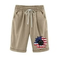 thumbnail image 2 of WREESH Summer Casual Shorts for Women 4th of July Print Elastic Waist with Pockets Lightweight Shorts Khaki, 2 of 5