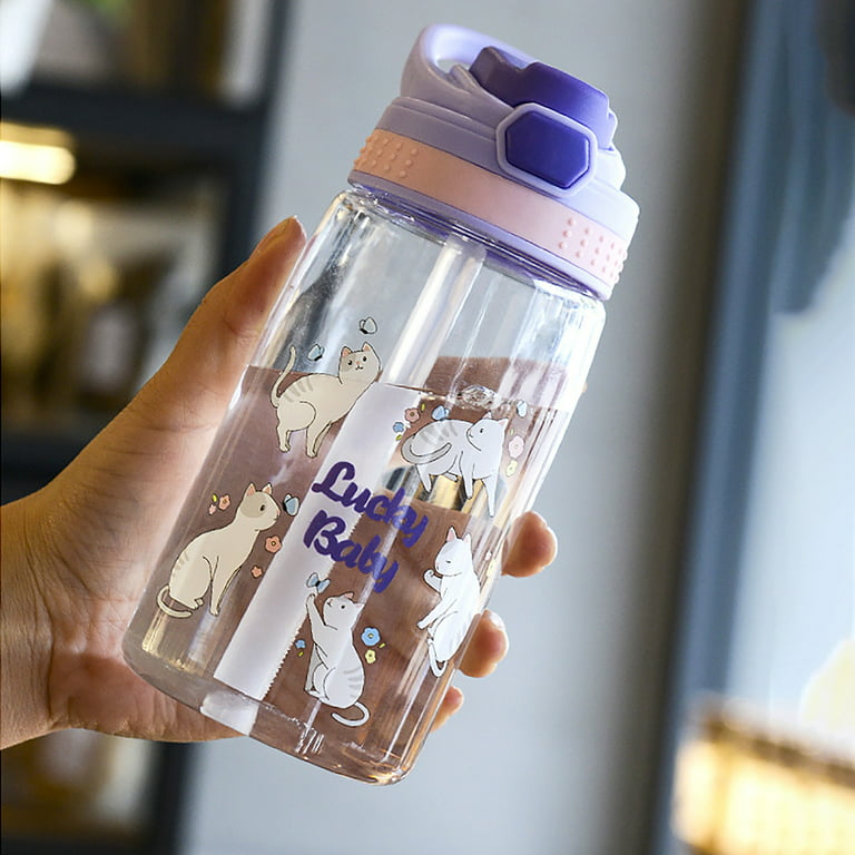 Kids Water Bottle With Straw, Leak Proof Toddler Drinking Water Bottle  Bpa-free Spout Lid For Boys Girls