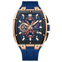 MINI FOCUS Quartz Watch Men's Chronograph Silicone Luxury Waterproof Sports Luminous Watch