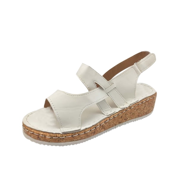 Amzcrzy Zapatos de mujer,Zapatos de mujer,Zapatillas de mujer, Sandalias de verano para mujer con tacón de cuña plano, informales, con hebilla y boca de pez de color liso Sandalias Mujer Zapatillas D