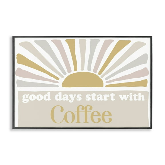 Stupell Industries Good Days Coffee Landscape Painting Black Framed Art Print Wall Art, 18 x 12