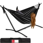 Best Choice Products 2-Person Brazilian-Style Cotton Double Hammock with Stand Set w/ Carrying Bag - Onyx
