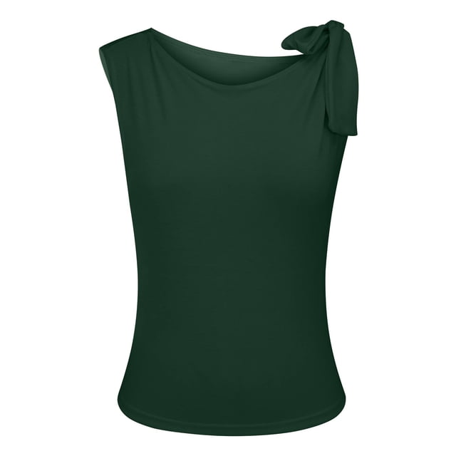 Duoif Camisole pour Femmes Style Mode de Rue Col en Biais Sans Manches Coupe Ajustée et Gilet Décontracté Hauts de Printemps Aubaines H S