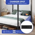 thumbnail image 4 of ModFusion Canopy Bed Frame with RGB Light Strip & Charging Station, Metal Queen Size Platform Bed with Built-in Headboard, Black, 4 of 8