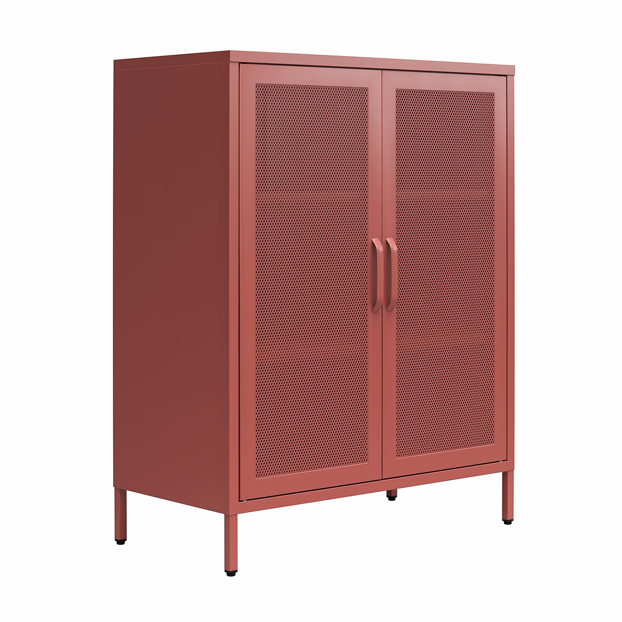 Novogratz Channing 2 Door Accent Cabinet-Mesh Metal Locker, Terracotta