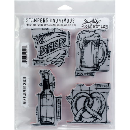 UPC: 0752830095267 | Tim Holtz Cling Stamps 7 X8.5 -Beer Blueprint
