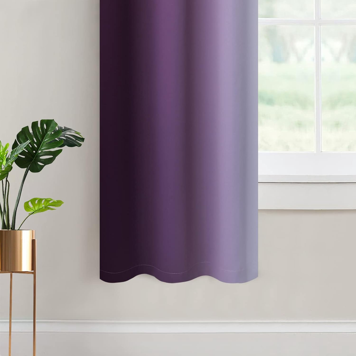 Yakamok Grommet Light Blocking Blackout Ombre Purple Curtains for Bedroom,Room Darkening Window Drapes for Living Room, 42x63 inches, 2 Panels