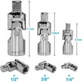 thumbnail image 4 of Adaptadores de 3 piezas Cardan de 1/2", 1/4" y 3/8" + 4 reductores para puntas de llave de trinquete de 1/2", 3/8" y 1/4", 4 of 5
