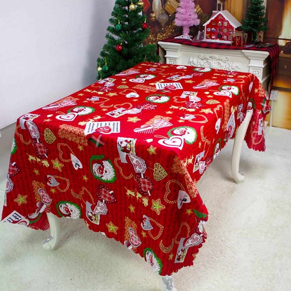150x220cm Christmas Tablecloth Dinner Party New Year Print PVC Table Mat #OS