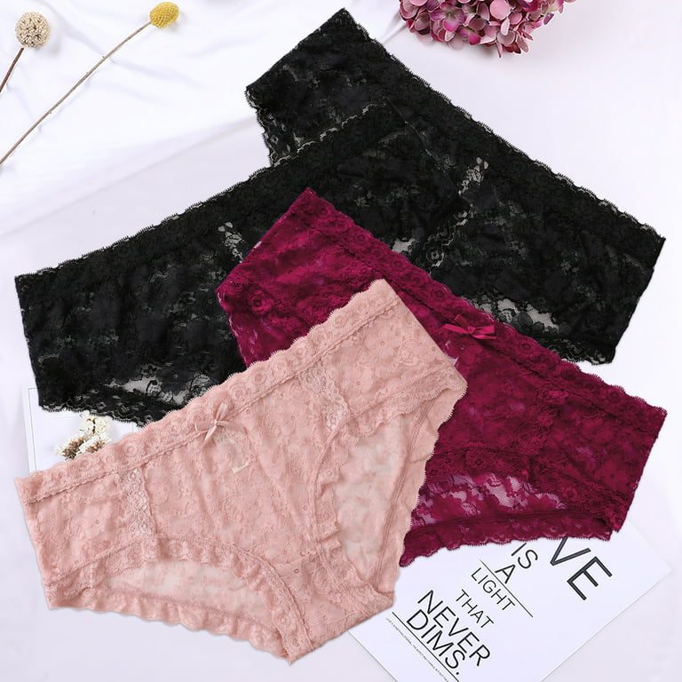 Womens Plus Size Sexy Underwear Flower Lace Cheeky Panties Seamless  Lingerie Bikini XL-4XL, 4-Packs