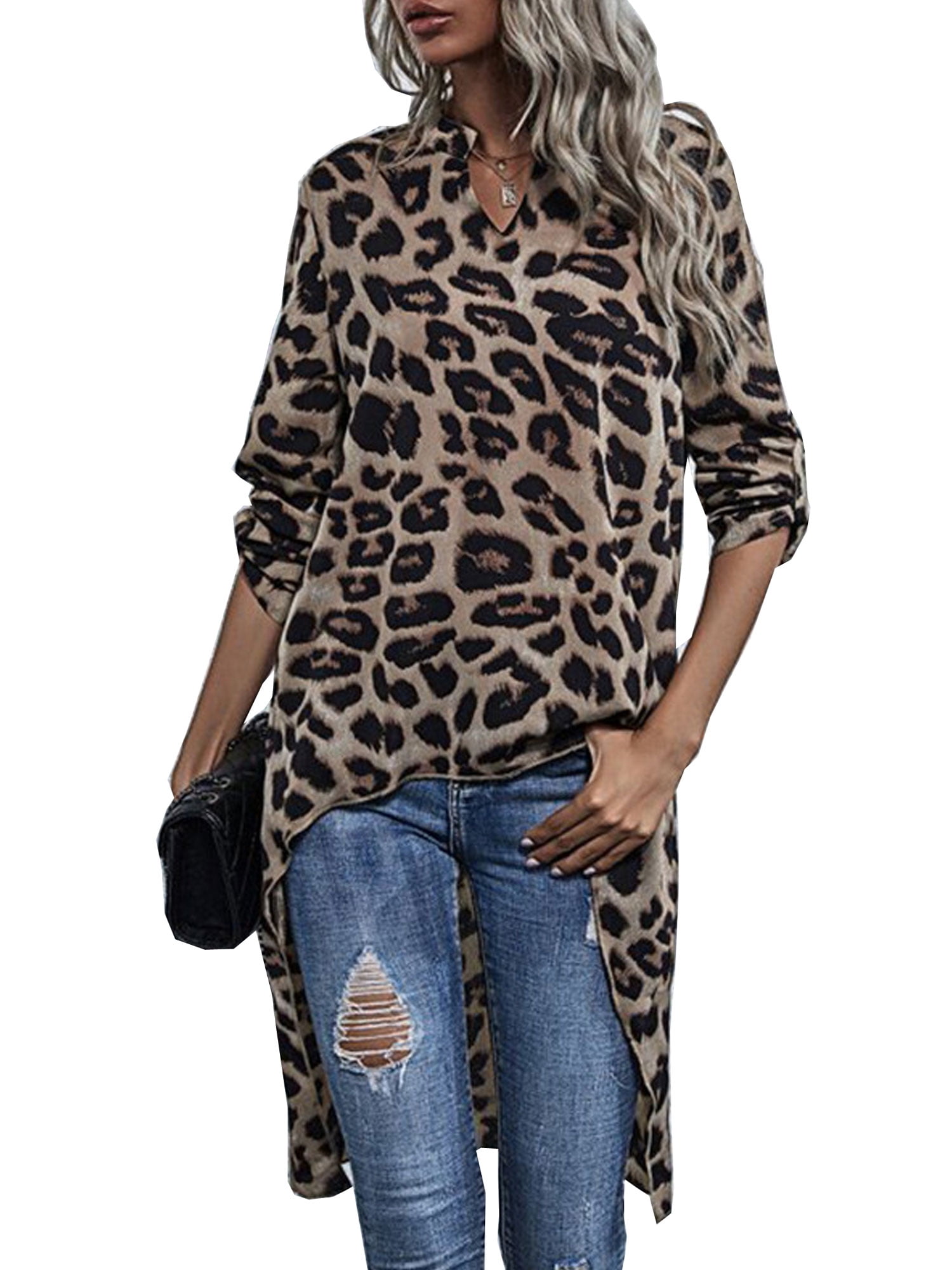 leopard print asymmetric top