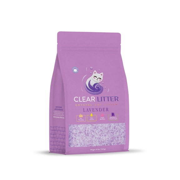 Clear Litter Lavender Cat Litter – Premium Lightweight, Non-Clumping, Dust-Free Crystals for Odor Control, ScoopFree & Easy to Clean, Pretty Kitty Litter for Multi-Cat Homes, Long-Lasting Performance