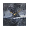 thumbnail image 5 of WOBOGO Wolf King in The Snow Wall Clock 7.78 Inch Battery Operated Silent Unit Square Rustic Vintage Style for Home Bedroom Office Black Pointer, 5 of 8
