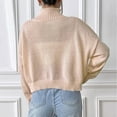 thumbnail image 3 of Frostluinai Turtleneck Sweaters for Women Long Sleeve Crop Knit Pullover Solid Color Loose Sweaters Lightweight Drop Shoulder Sweater Tops, 3 of 3