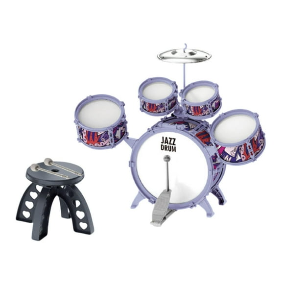 Kids Jazz Drum Set Instrumento Percusion Instrument tocando de Beat with Stool Music Toy Music Ilustración para regalo de cumpleaños