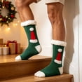 thumbnail image 5 of Lutiedan Christmas Fleece Socks for Men and Women, Fuzzy Non Slip Knit Slipper Socks, Winter Thick Warm Mid Calf Socks,Green1, 5 of 7