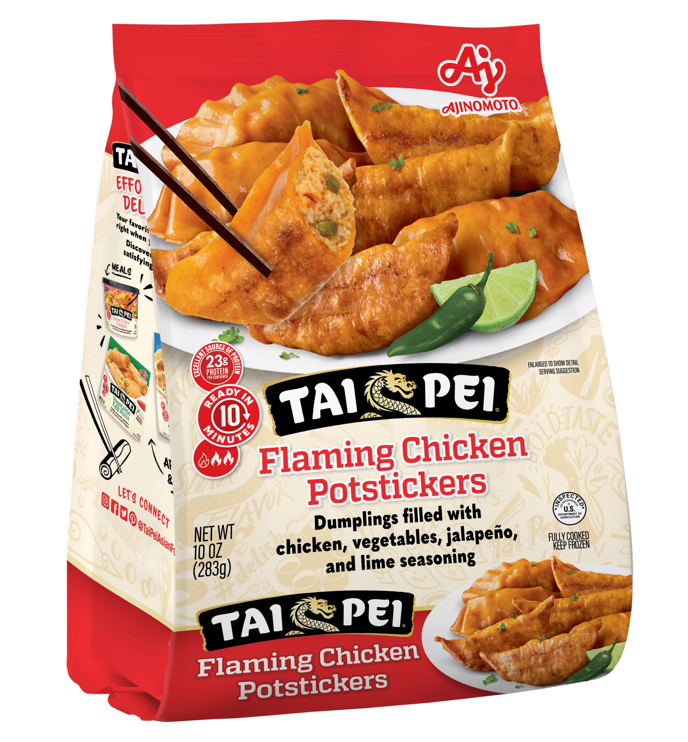 Tai Pei Flaming Chicken Potstickers, Frozen Asian Appetizers, 10 oz
