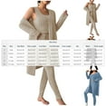 thumbnail image 3 of YanHoo Women's 3Pcs Pajamas Sets Warm Cami Top and Shorts with Long Sleeve Robe Sleepwear Pjs Lounge Set, 3 of 7