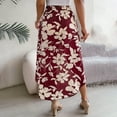 thumbnail image 6 of Women's Long Skirts Floral Elastic High Waist Asymmetrical Hem Skirt, 6 of 9