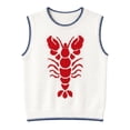 thumbnail image 4 of Women's Sweaters Exquisite Lobster Print Round Neck Sleeveless Knit Vest Soft Cozy Autumn Winter Casual Sweater Top, 4 of 4