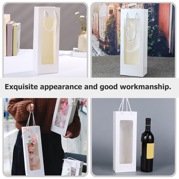 Milisten 4Ud Bolsa Portabotellas De Vino Con Ventana En Papel Kraft Ideal Para Bodas Y Eventos