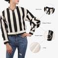 thumbnail image 4 of Elezay Women's Short Bomber Jacket Stripe Spring Fall Coat Fashionable Outdoor Black and White Stripe Long Sleeve Warm Soft Lightweight Coat 38, 4 of 5